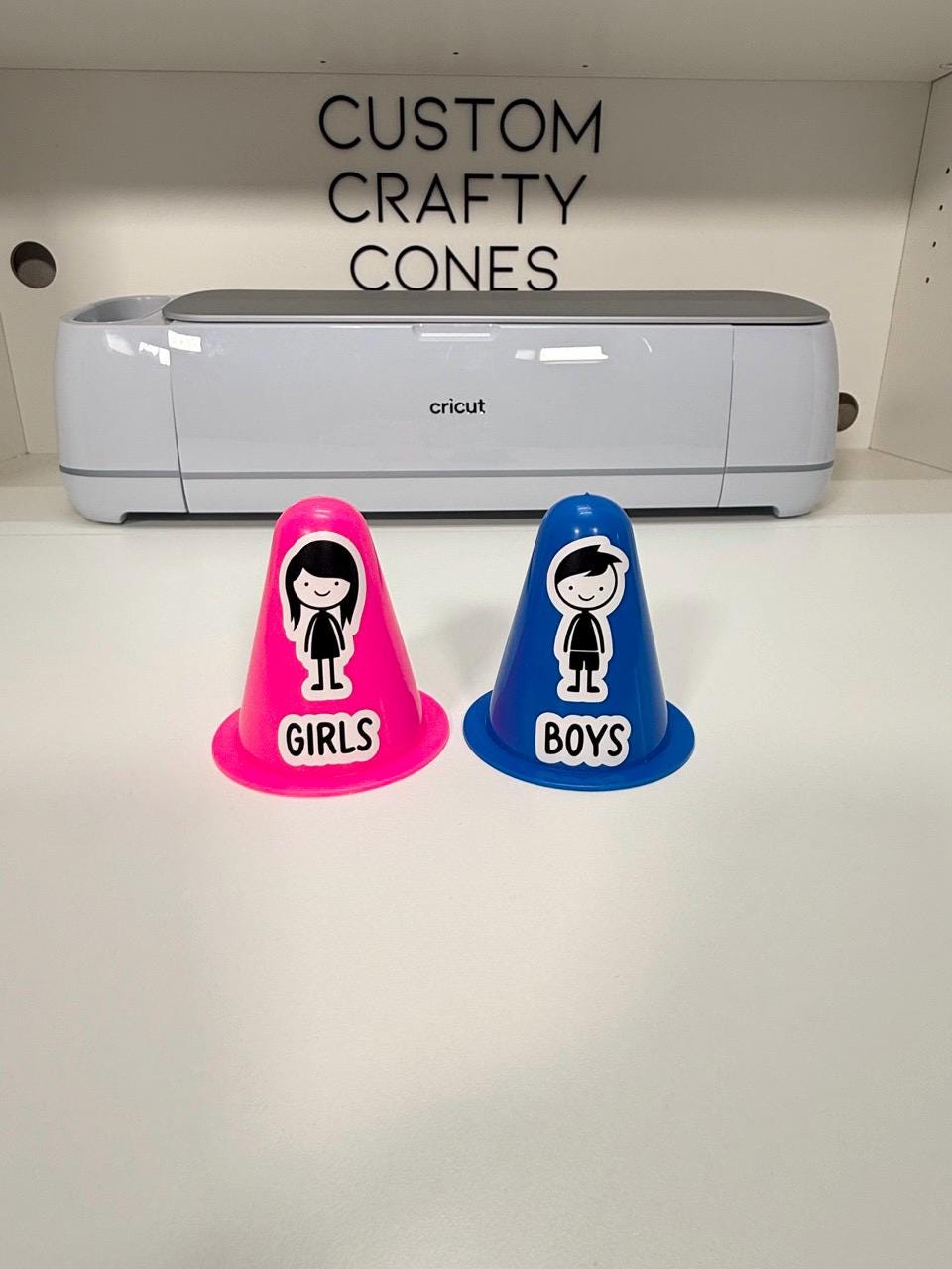 Personalized boys and girls bathroom hall pass cones