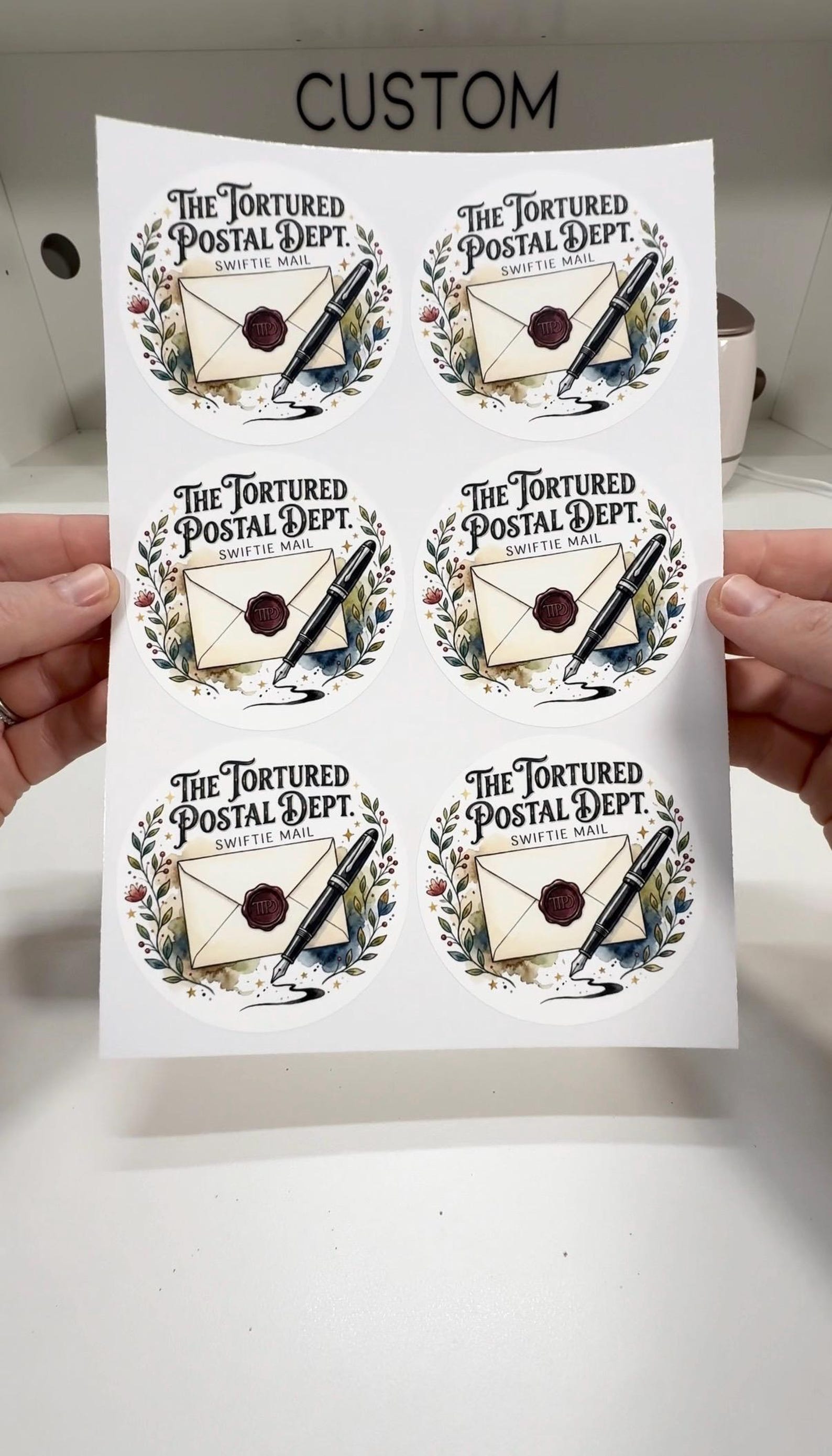 Floral personalized sticker sheet printed in full color